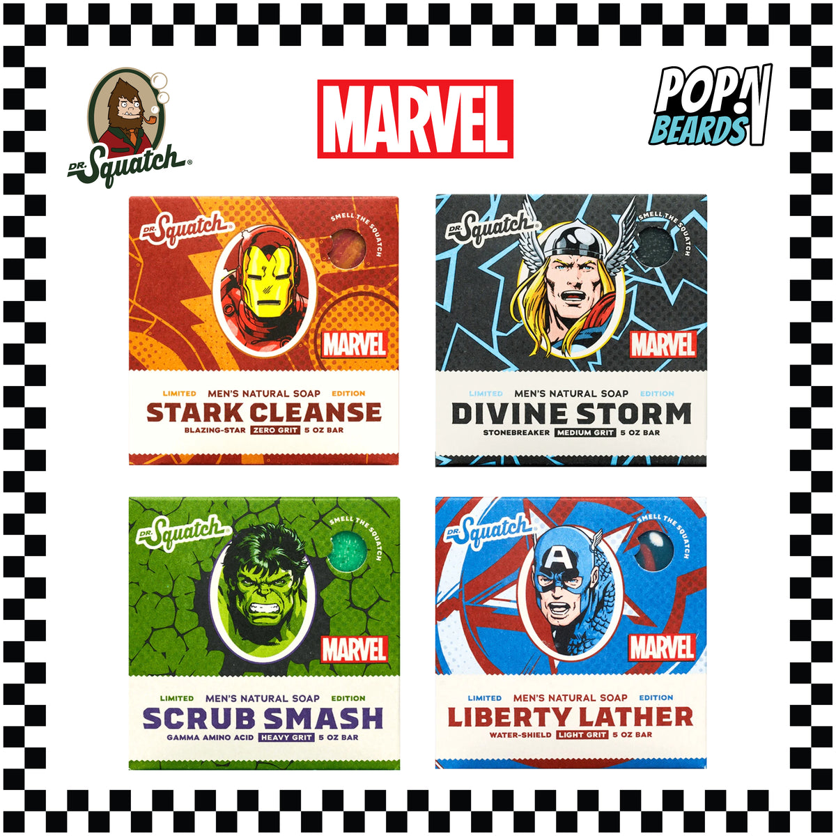 Dr. Squatch: Bar Soap, Marvel The Avengers S2 (4-Pack) – POPnBeards