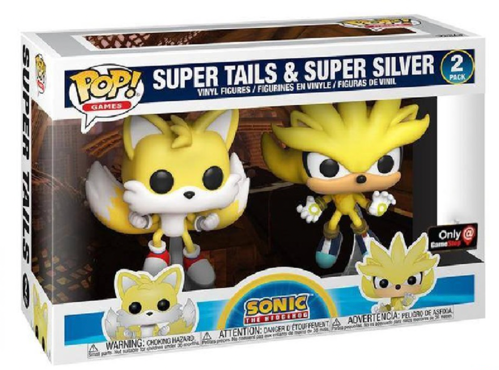 Funko Pop! SONIC THE HEDGEHOG: Super Tails & Super Silver 2-Pack [Game –  BoomLoot