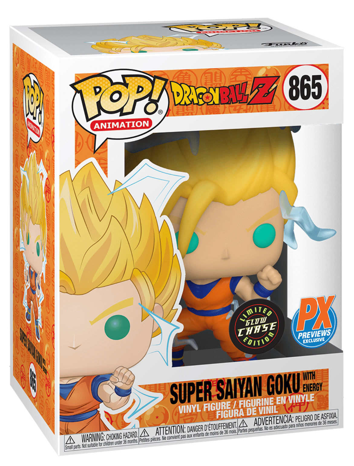 Funko Pop! Animation Dragon Ball Z Super Saiyan Goku with Energy (Glow)  (Chase) PX Previews Exclusive Figure #865 - US