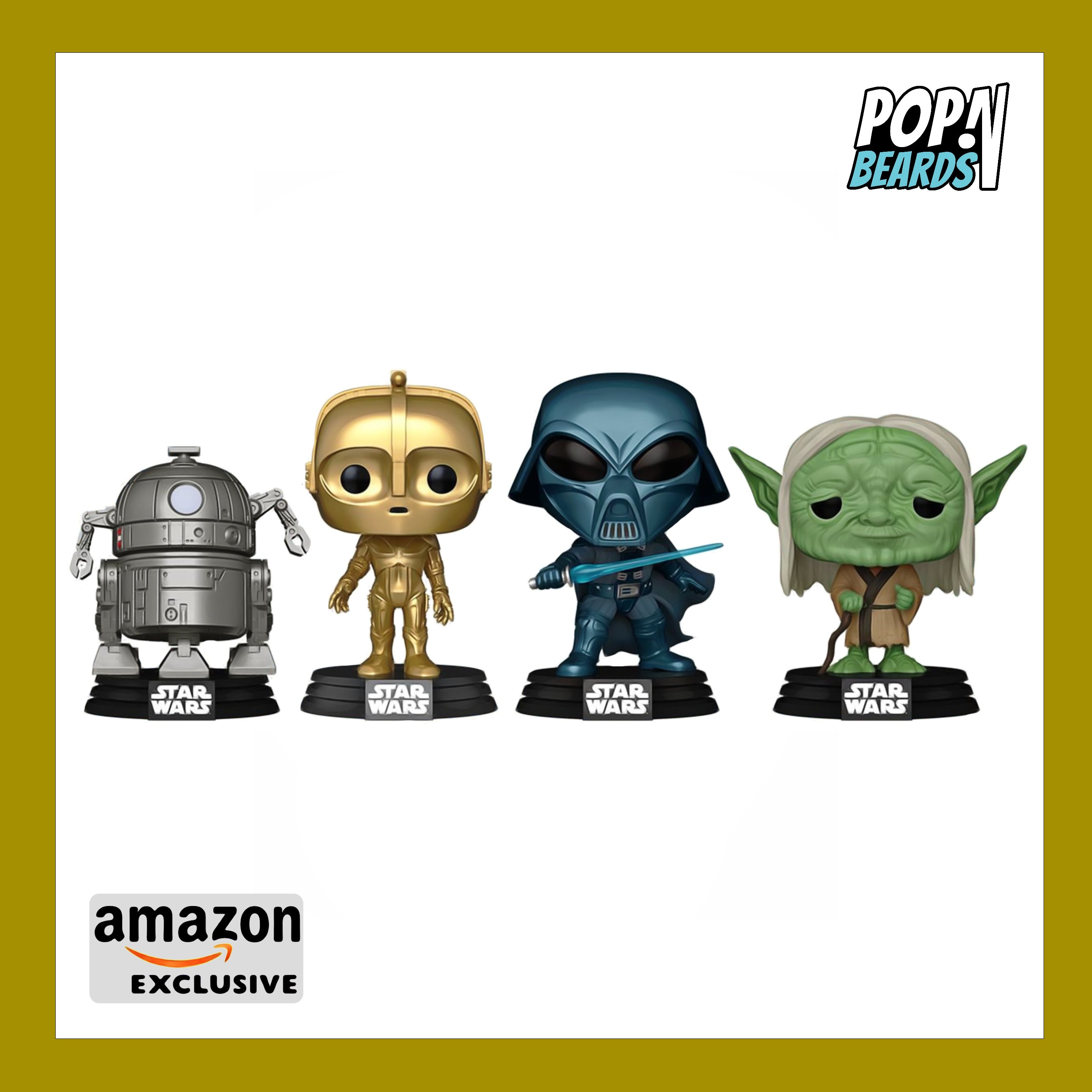 POP! Star Wars: Concept Series, Yoda, Darth Vader, R2-D2, C-3PO (4-Pack)  Exclusive